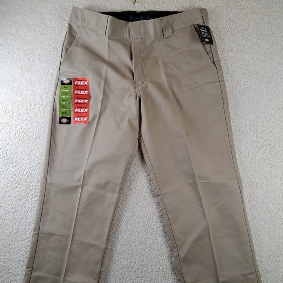 Dickies Twill Work Pants Tan Khaki Flex Slim Fit Men's 36x32 NWT - Picture 3 of 10
